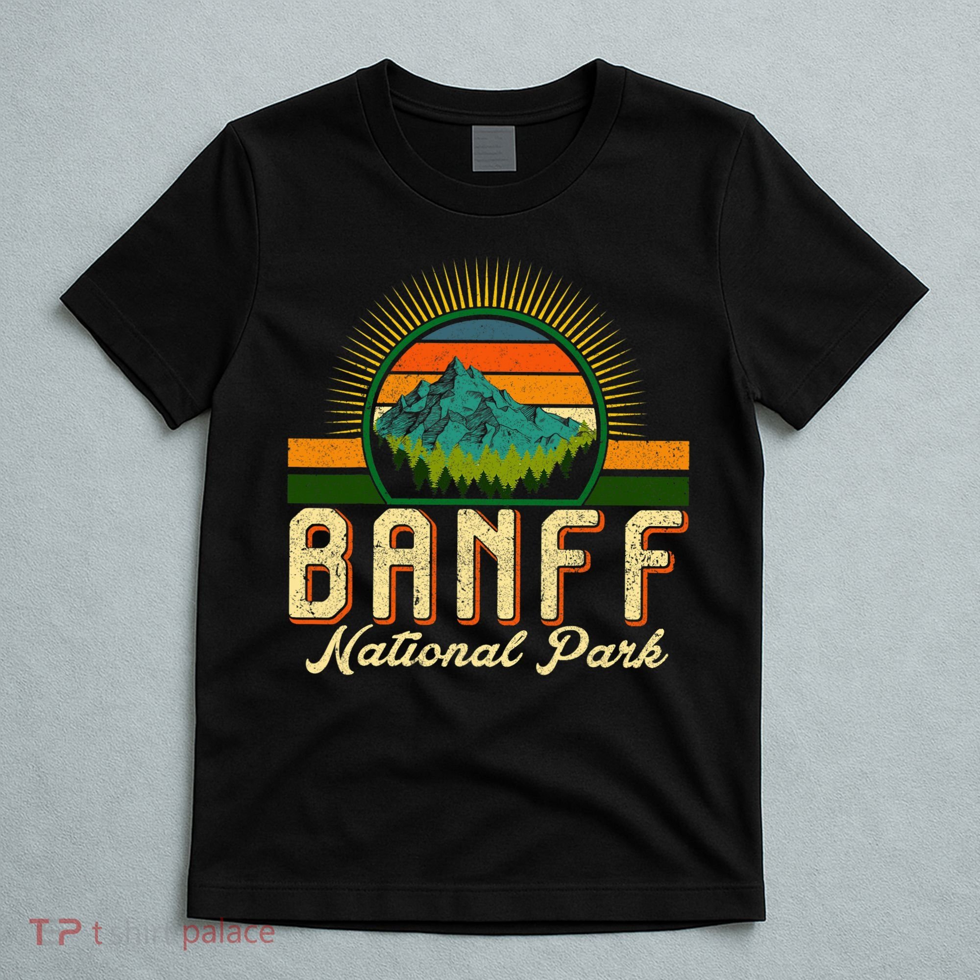 Retro Banff National Park Moutains Camping Hiking Outdoor T-Shirt