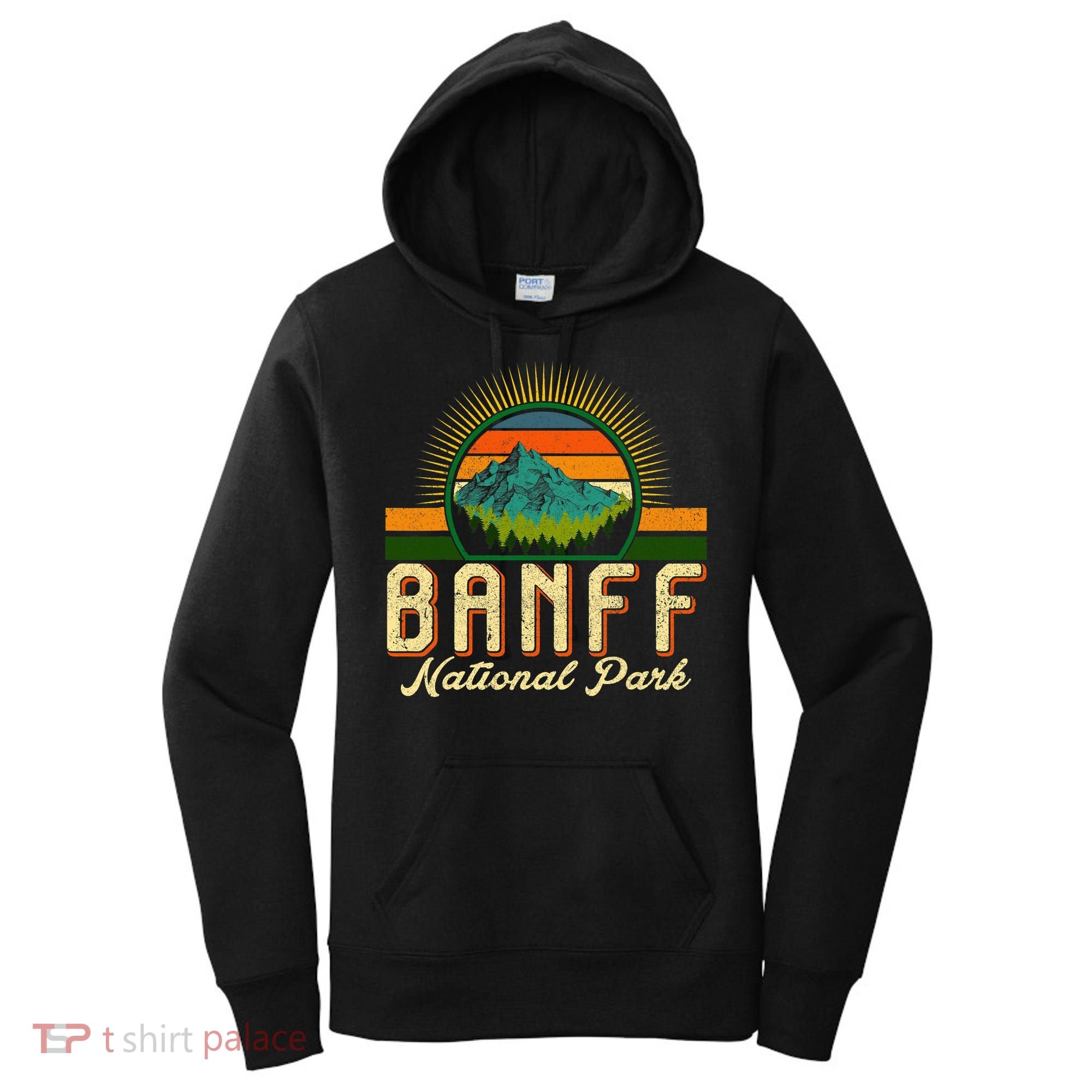 Retro Banff National Park Moutains Camping Hiking Outdoor Women's Hoodie