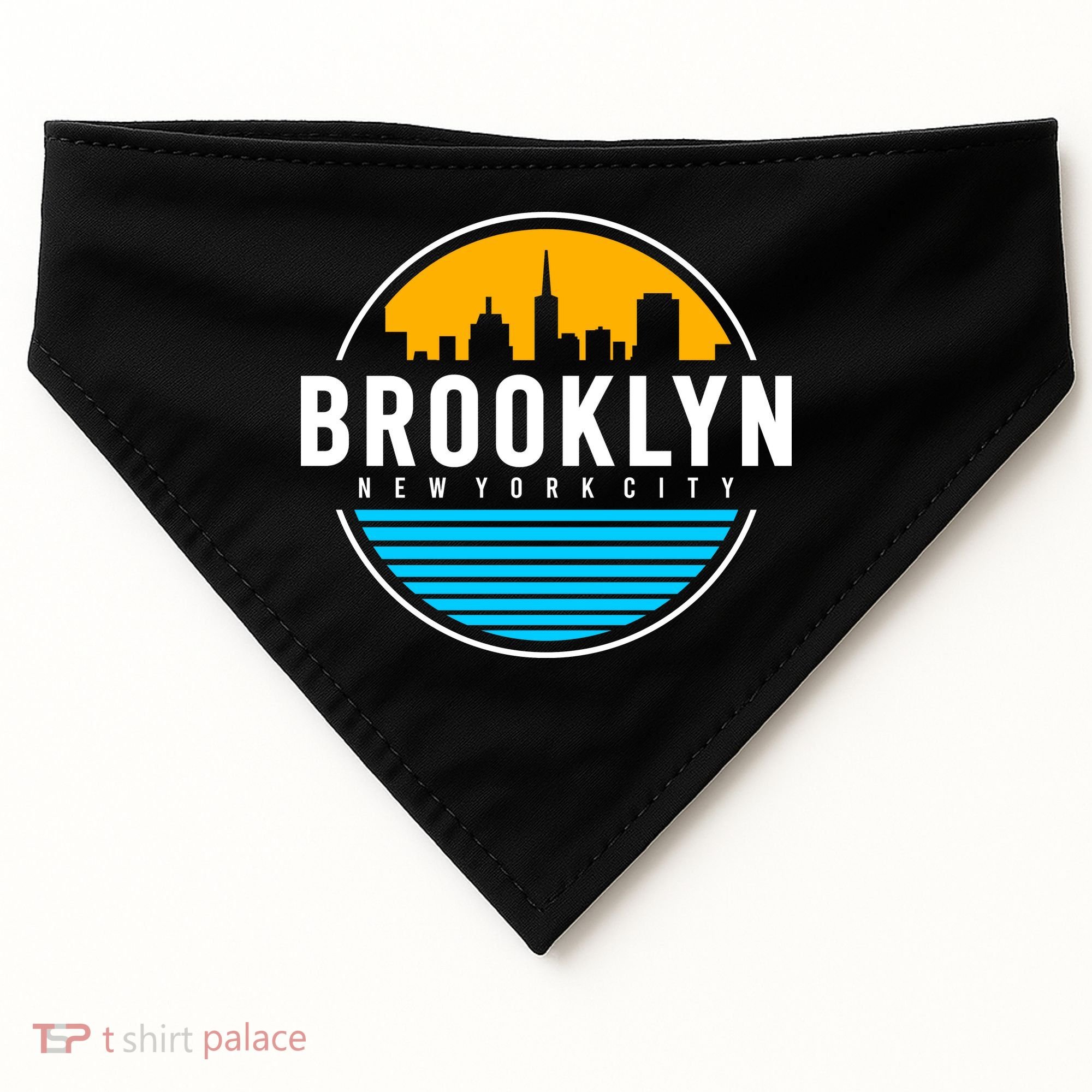Retro Brooklyn New York City Skyline USA-Made Doggie Bandana