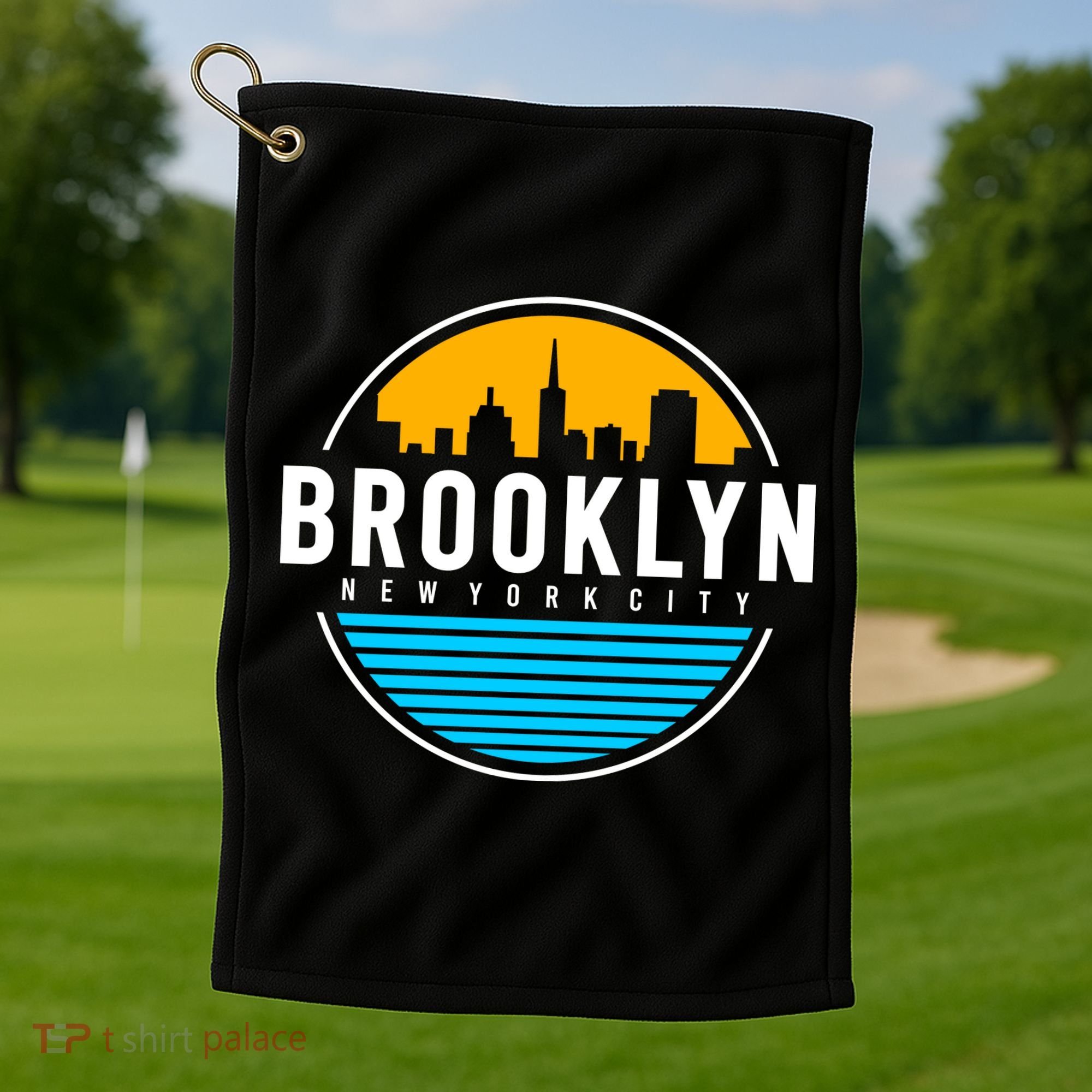 Retro Brooklyn New York City Skyline Golf Towel