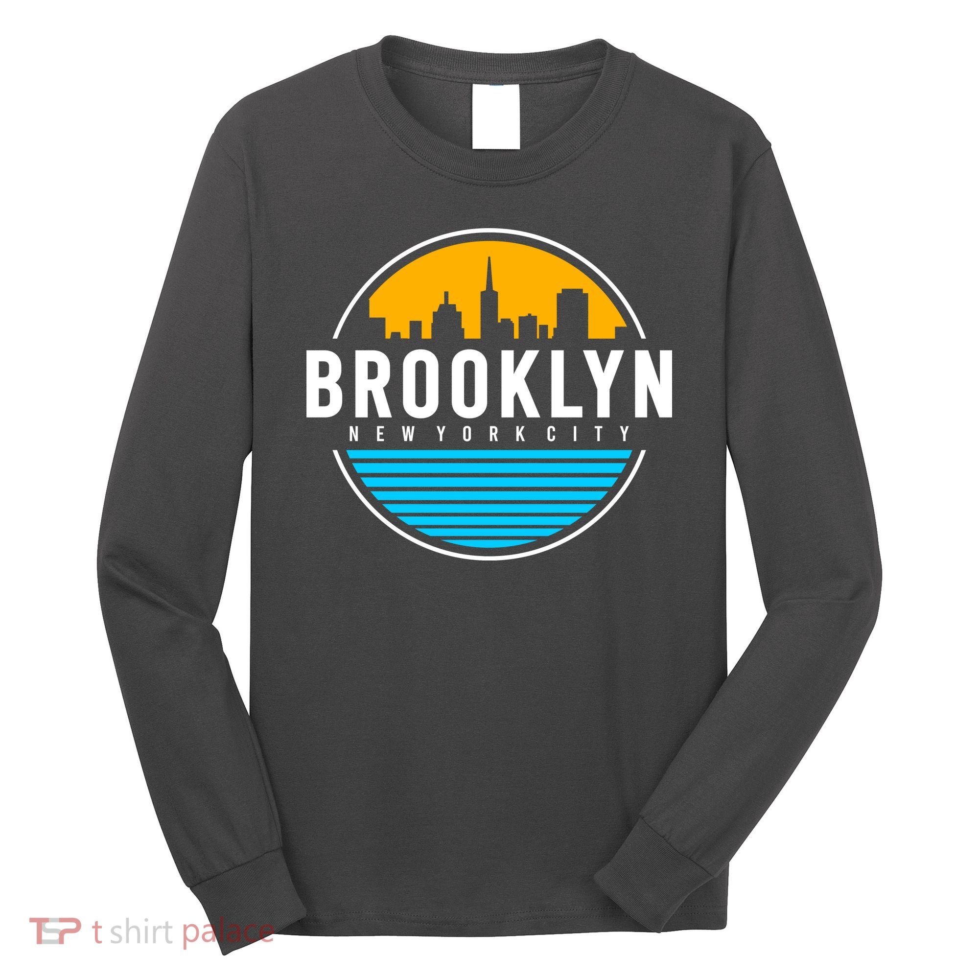 Retro Brooklyn New York City Skyline Long Sleeve Shirt