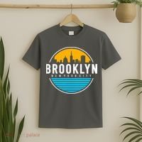 Retro Brooklyn New York City Skyline T-Shirt thumb 2