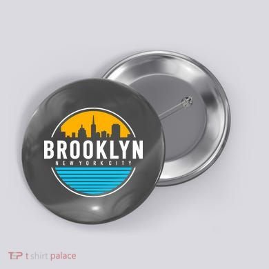 Retro Brooklyn New York City Skyline Button