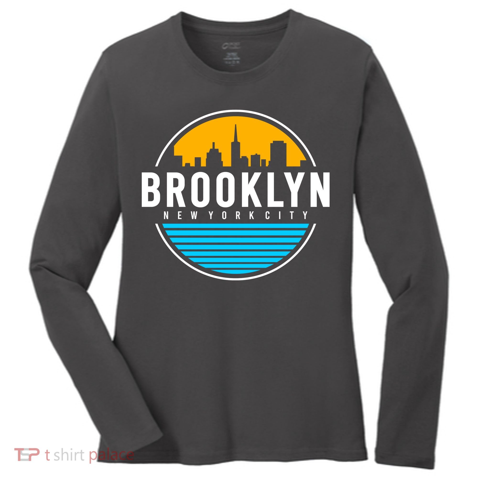 Retro Brooklyn New York City Skyline Women's Long Sleeve Shirt