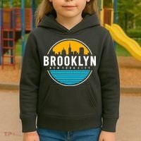 Retro Brooklyn New York City Skyline Kids Hoodie thumb 3
