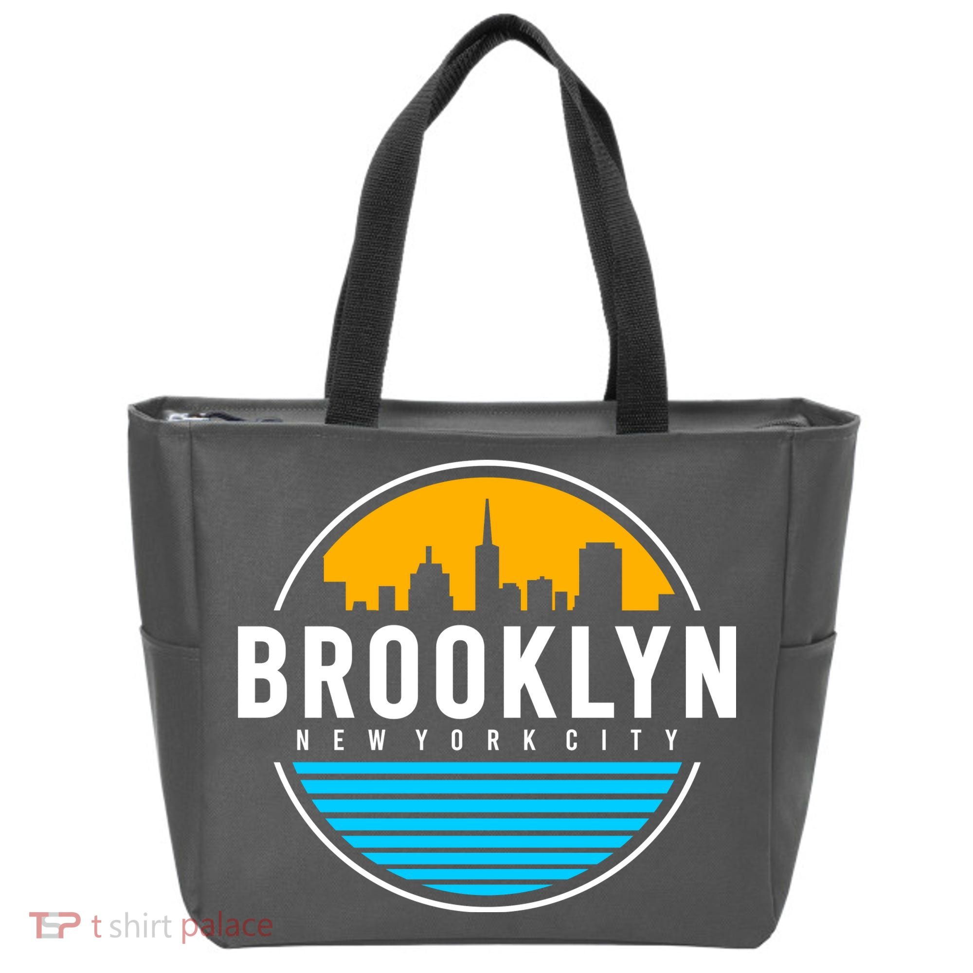 Retro Brooklyn New York City Skyline Tote Bag