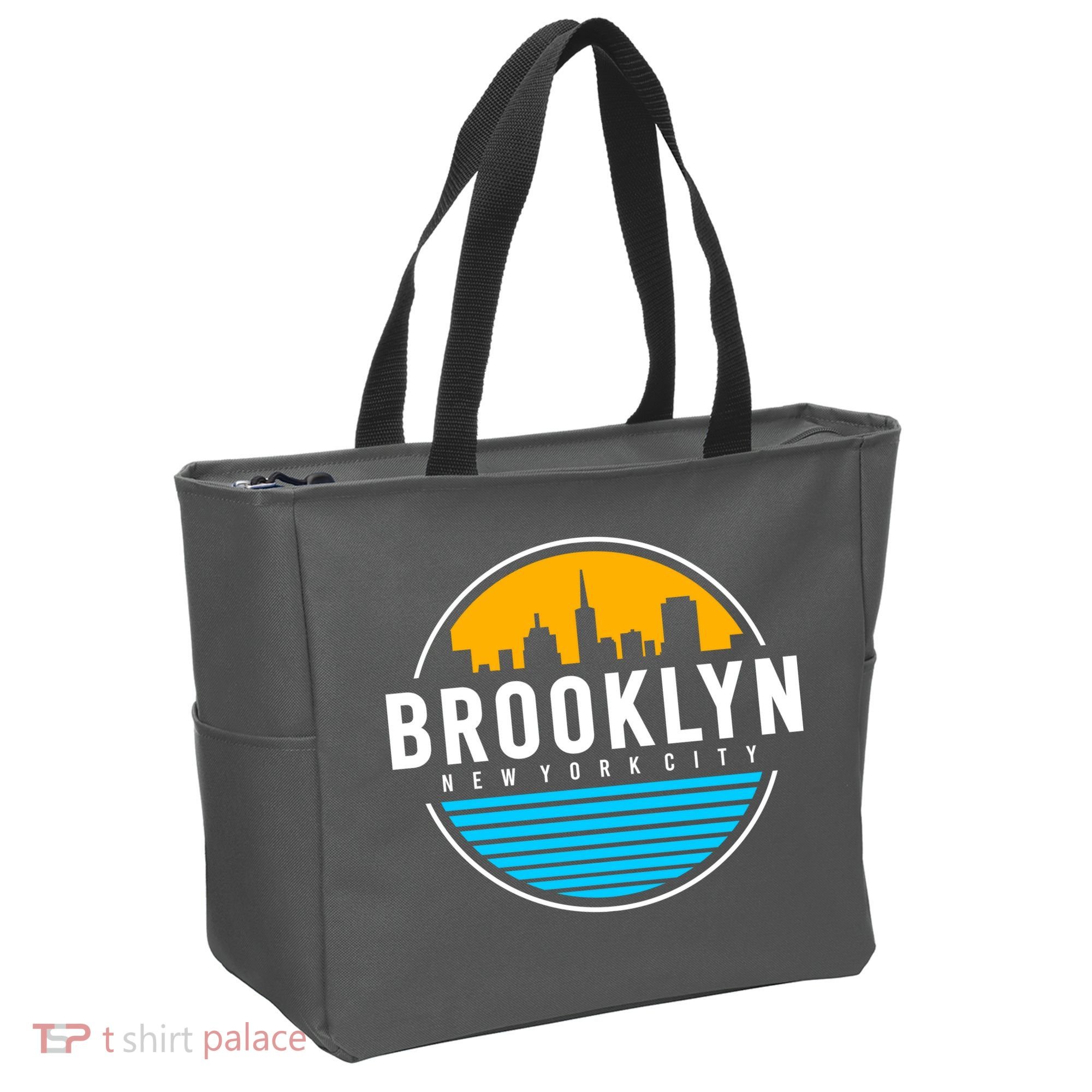Retro Brooklyn New York City Skyline Tote Bag