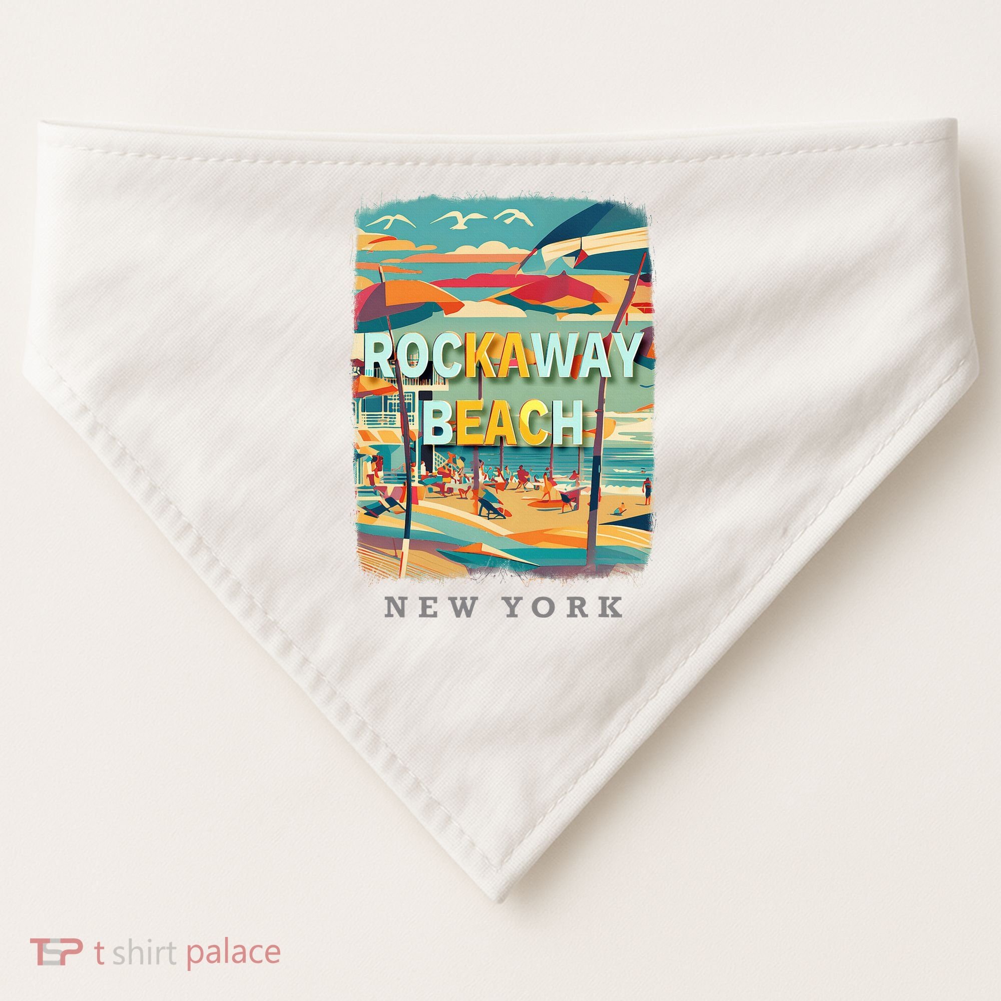 Rockaway Beach New York Queens Ny Surfing USA-Made Doggie Bandana