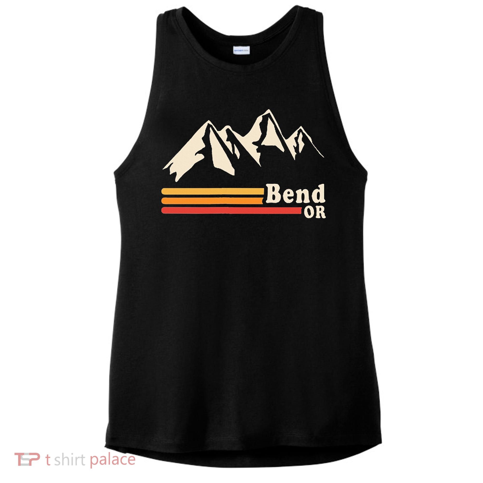 Retro Bend Oregon Mountains Ladies PosiCharge Tri-Blend Wicking Tank