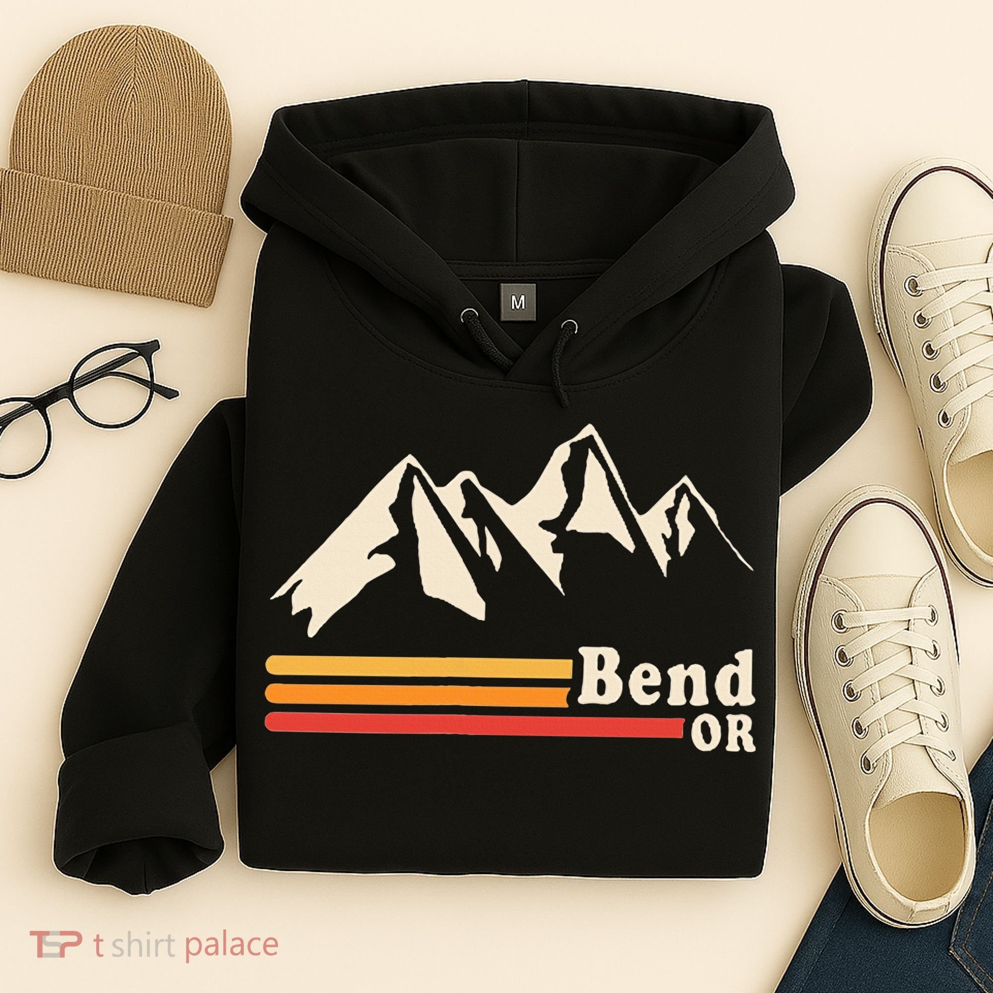 Retro Bend Oregon Mountains Hoodie
