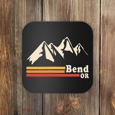 Retro Bend Oregon Mountains Coaster