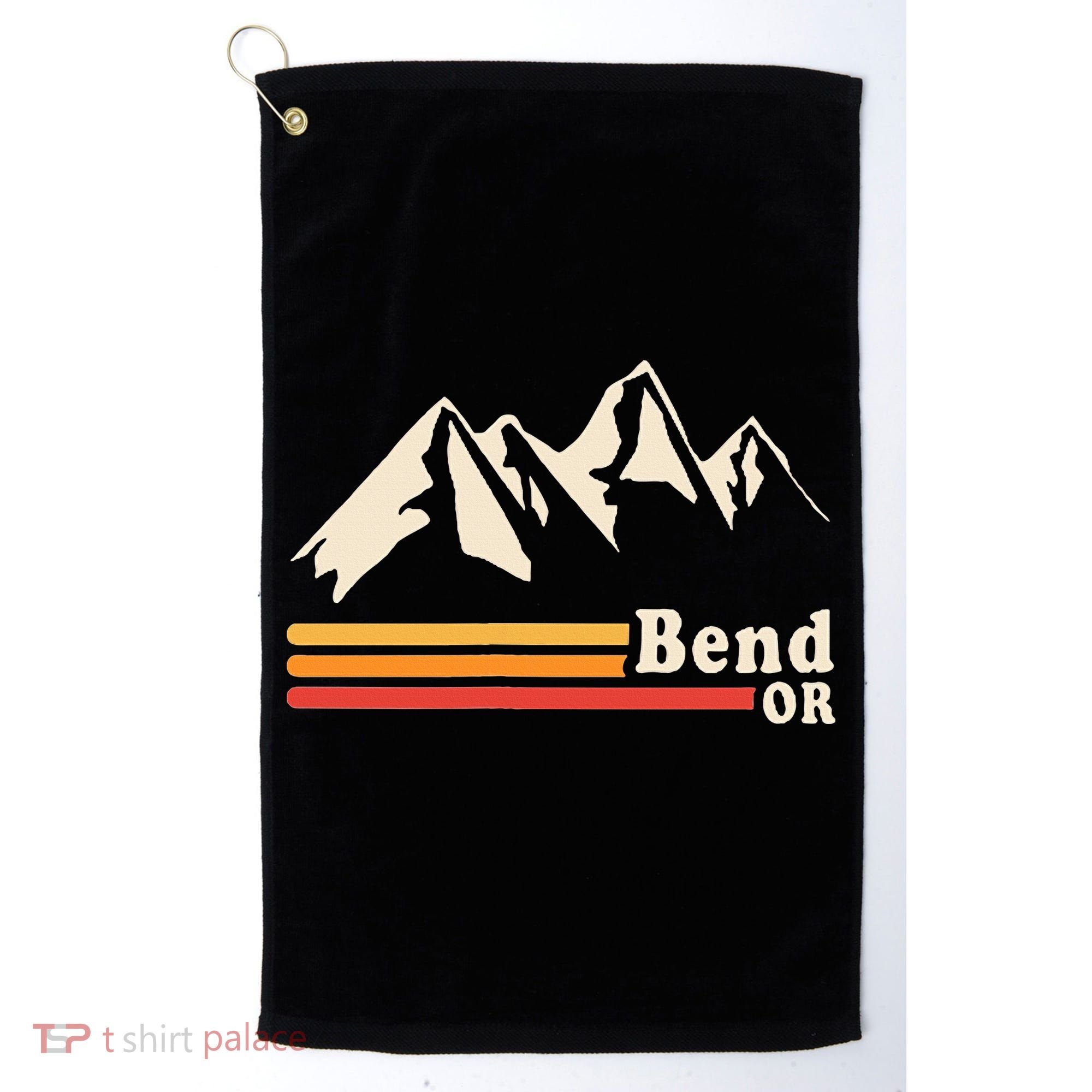 Retro Bend Oregon Mountains Golf Towel