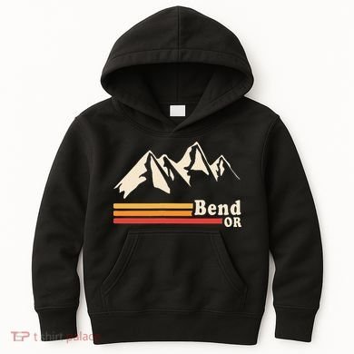Retro Bend Oregon Mountains Kids Hoodie