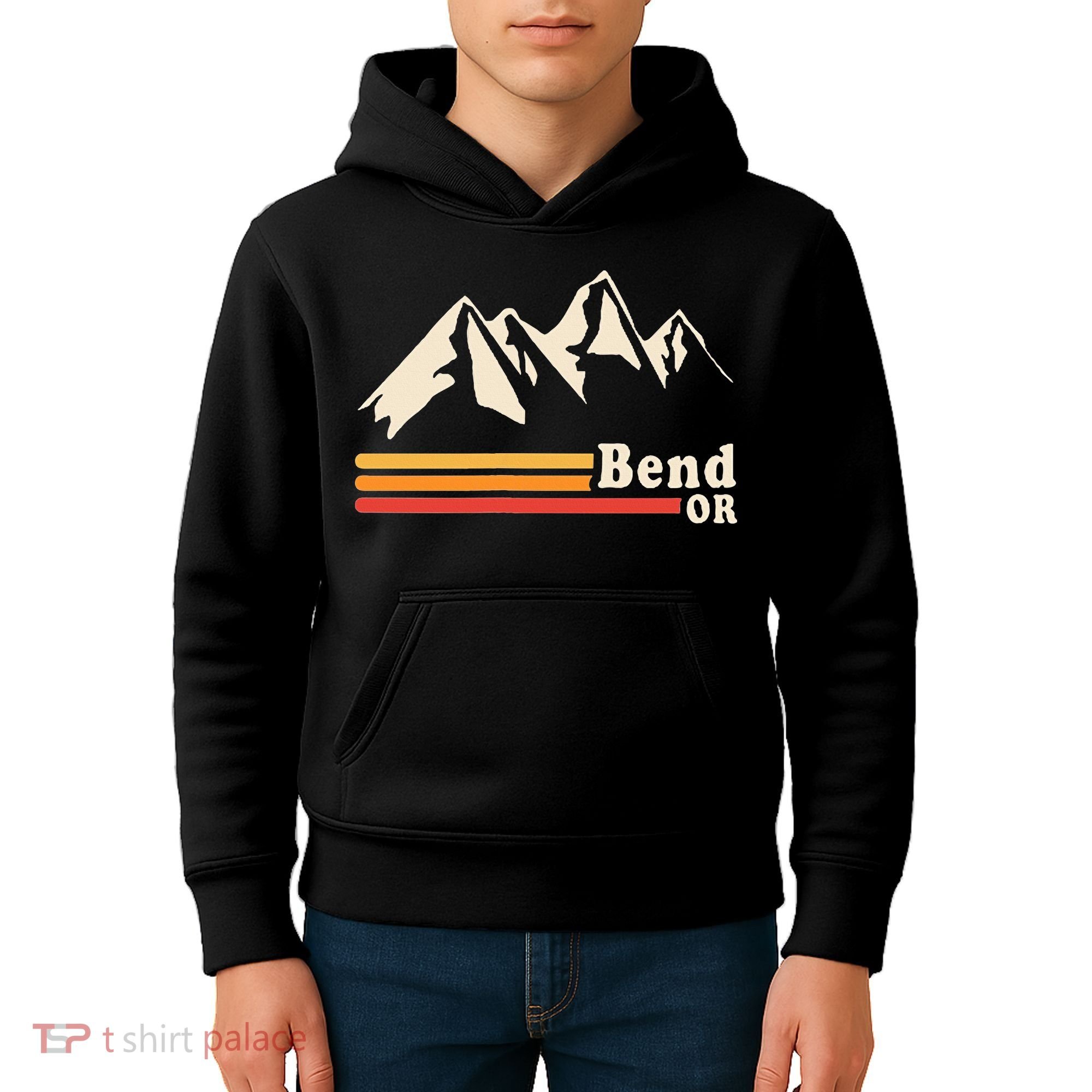 Retro Bend Oregon Mountains Kids Hoodie