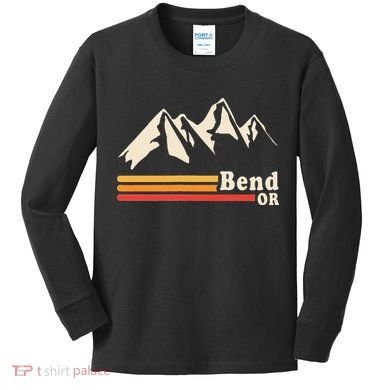 Retro Bend Oregon Mountains Kids Long Sleeve Shirt