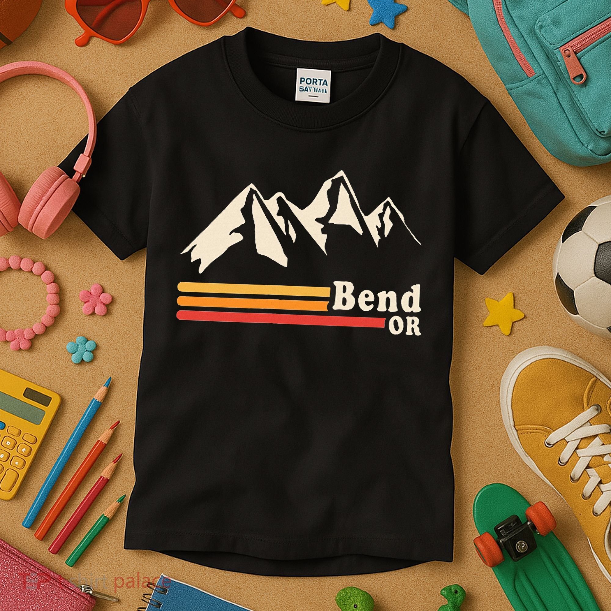 Retro Bend Oregon Mountains Kids T-Shirt