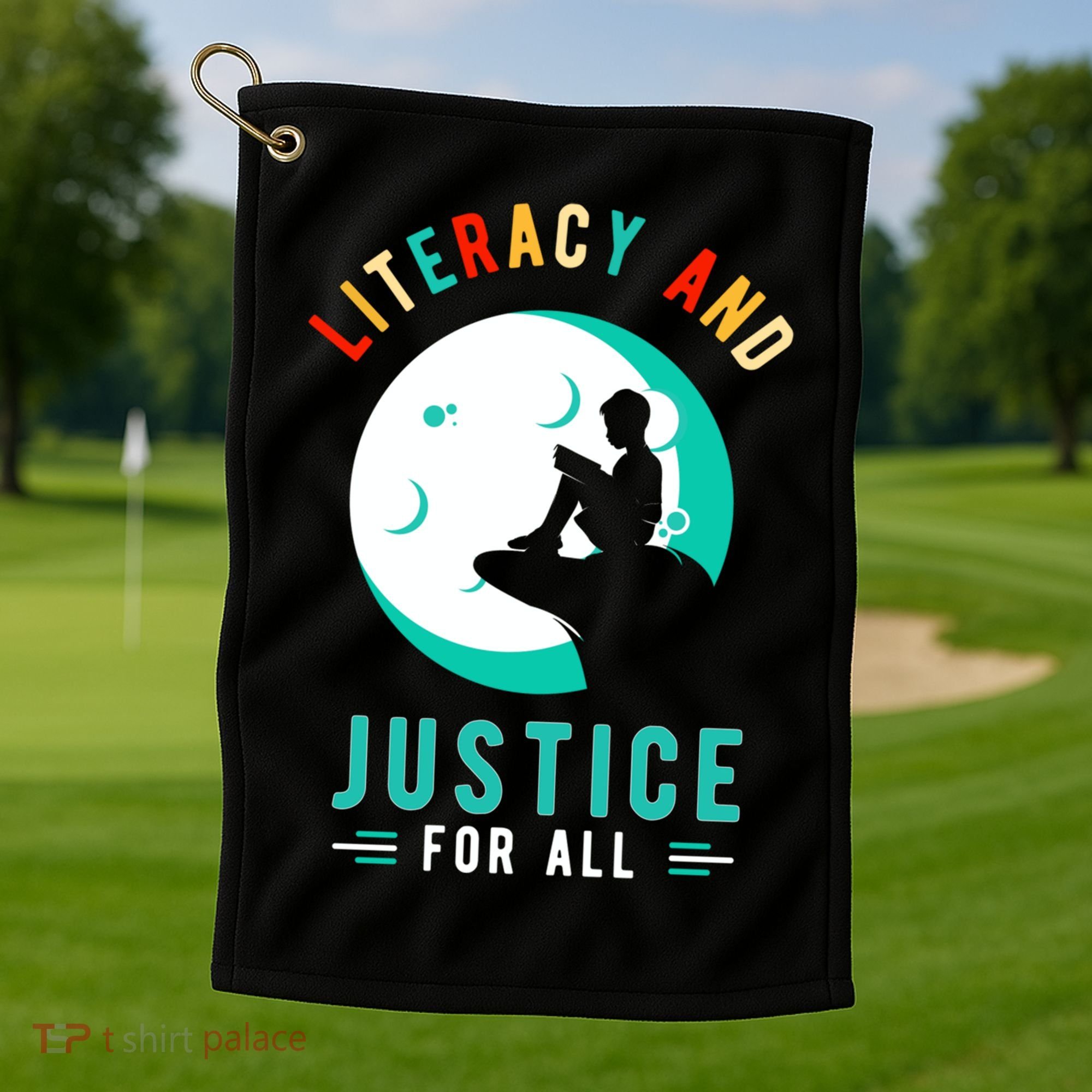 Reading Books Or Literacy And Justice Ll Cool Gift Golf Towel