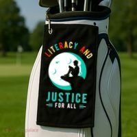 Reading Books Or Literacy And Justice Ll Cool Gift Golf Towel thumb 2