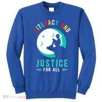 Reading Books Or Literacy And Justice Ll Cool Gift Sweatshirt thumb 0