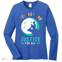 Reading Books Or Literacy And Justice Ll Cool Gift Women's Long Sleeve Shirt thumb 0