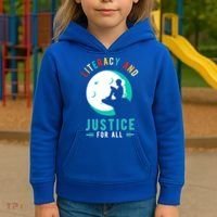 Reading Books Or Literacy And Justice Ll Cool Gift Kids Hoodie thumb 3