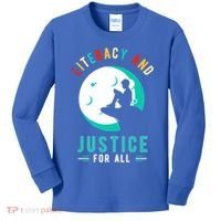 Reading Books Or Literacy And Justice Ll Cool Gift Kids Long Sleeve Shirt thumb 0