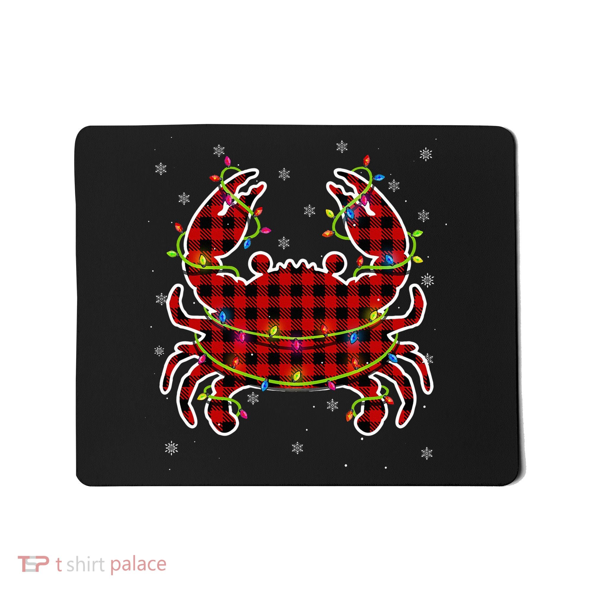 Red Buffalo Plaid Crab Santa Christmas Pajama Matching Mousepad