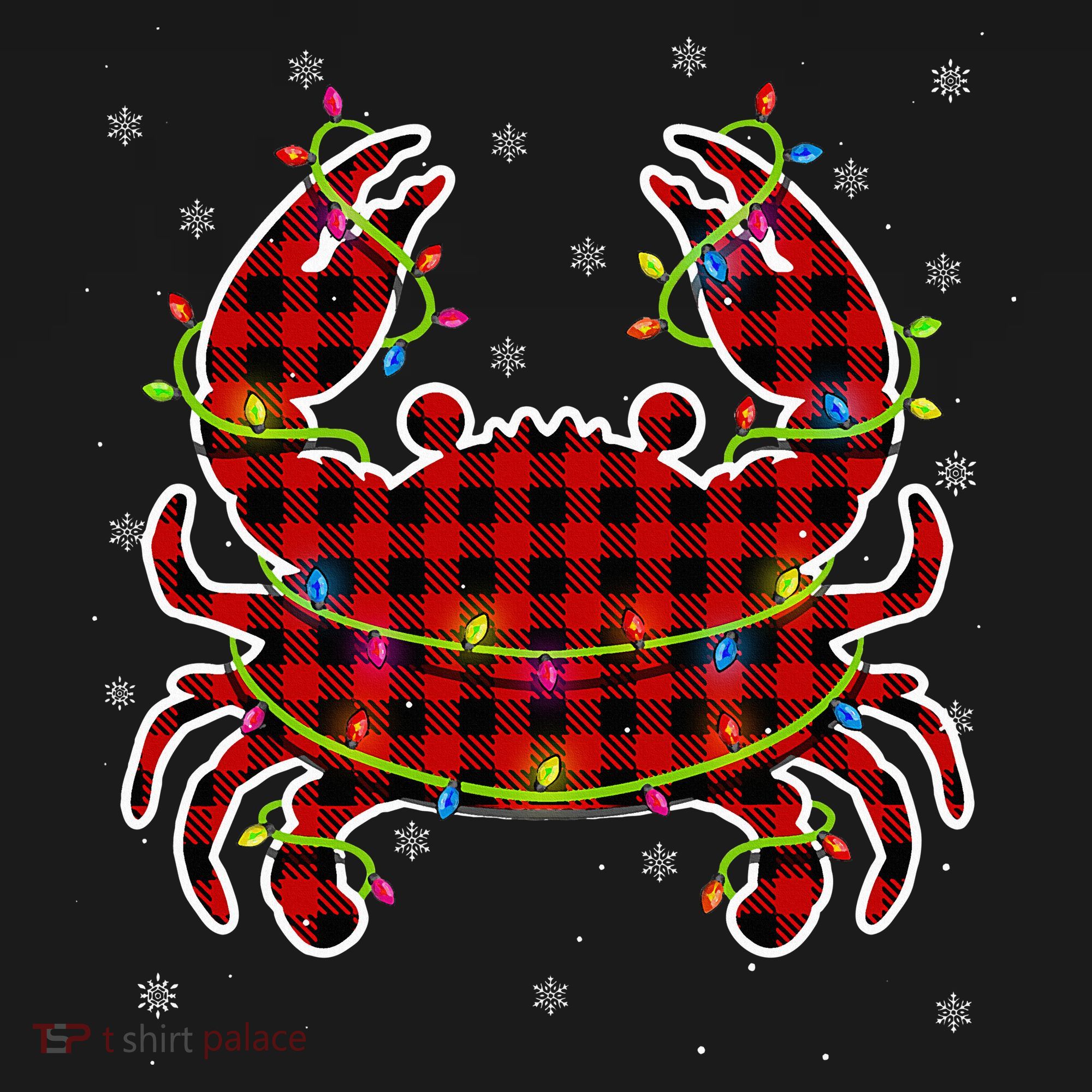 Red Buffalo Plaid Crab Santa Christmas Pajama Matching Kids Hoodie
