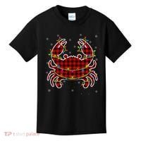 Red Buffalo Plaid Crab Santa Christmas Pajama Matching Kids T-Shirt thumb 0