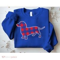 Red Bufallo Plaid Dachshund Dog Xmas Holiday Wiener Gift Sweatshirt thumb 2