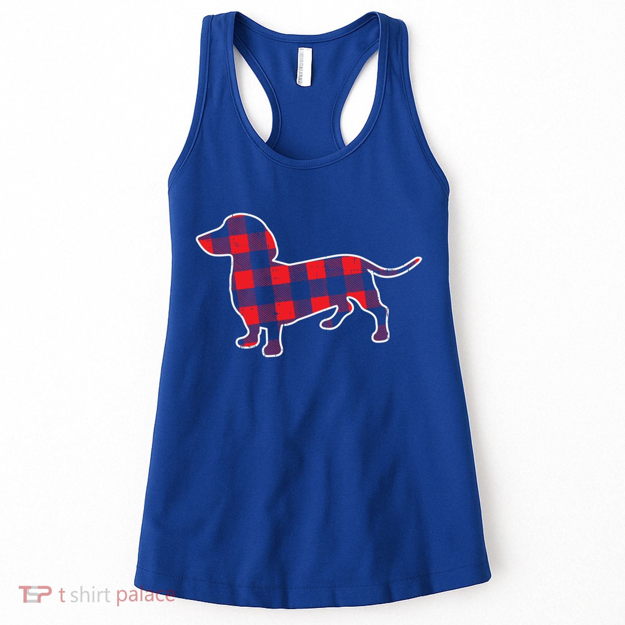 Red Bufallo Plaid Dachshund Dog Xmas Holiday Wiener Gift Women's Tank Top