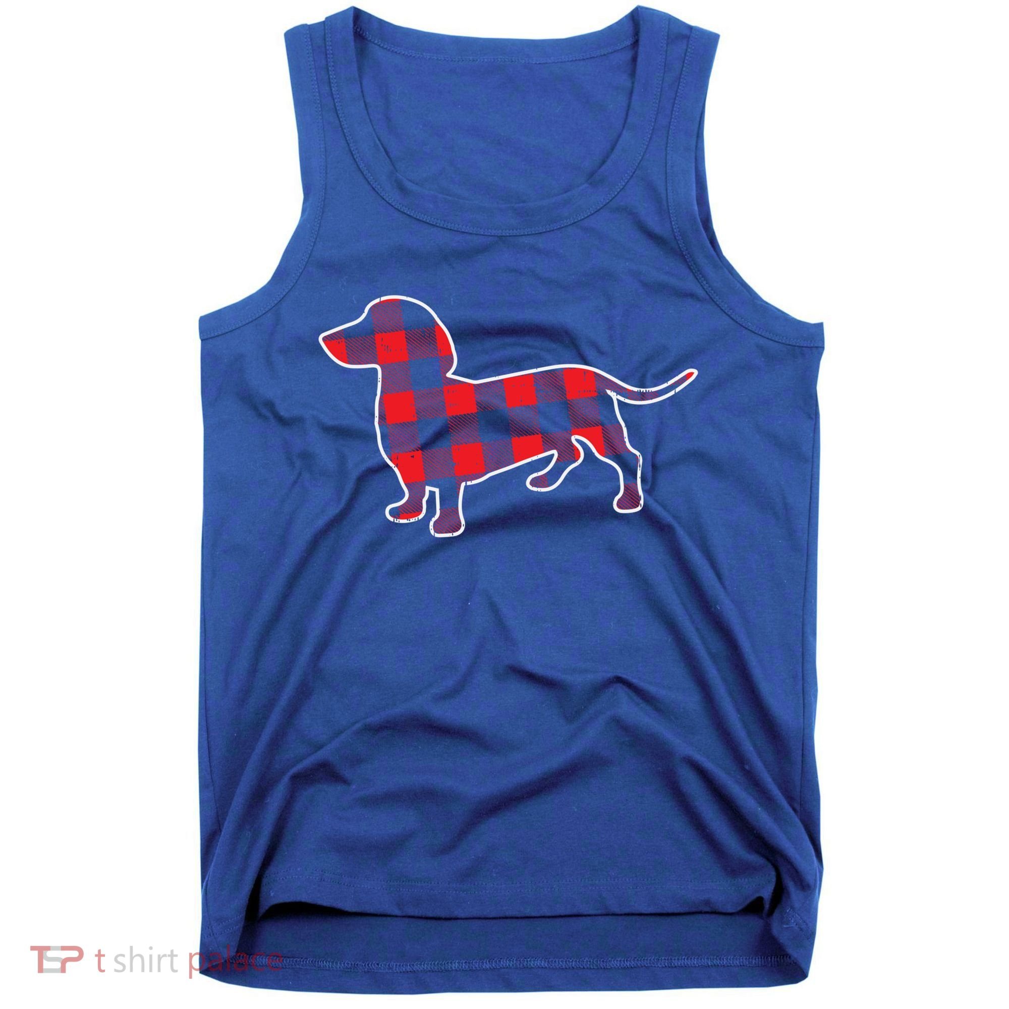 Red Bufallo Plaid Dachshund Dog Xmas Holiday Wiener Gift Tank Top
