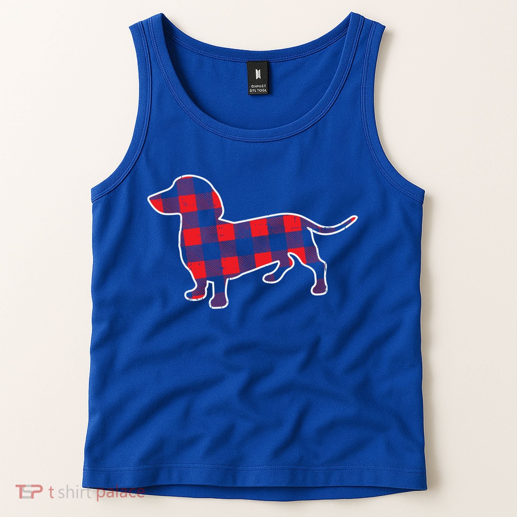 Red Bufallo Plaid Dachshund Dog Xmas Holiday Wiener Gift Tank Top