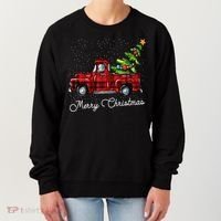 Red Buffalo Plaid Pickup Truck With Tree Merry Christmas Women's Sweatshirt thumb 0