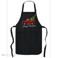 Red Buffalo Plaid Pickup Truck With Tree Merry Christmas Apron thumb 0
