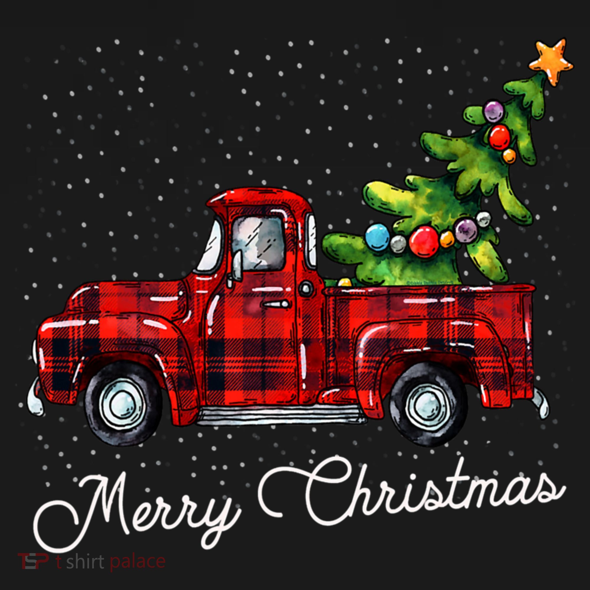 Red Buffalo Plaid Pickup Truck With Tree Merry Christmas Sweatshirt