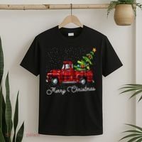 Red Buffalo Plaid Pickup Truck With Tree Merry Christmas T-Shirt thumb 2