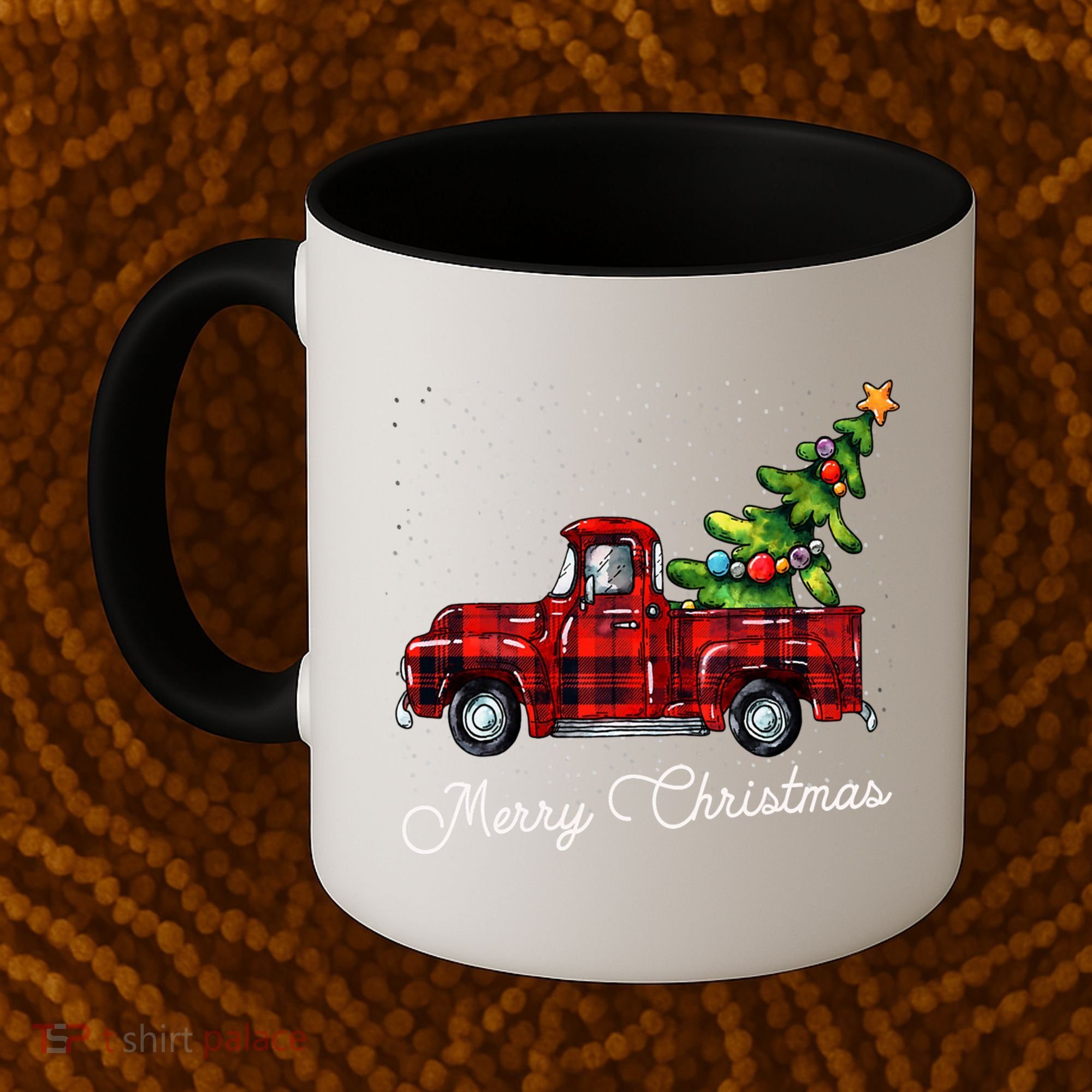 Red Buffalo Plaid Pickup Truck With Tree Merry Christmas Coffee Mug
