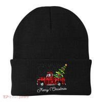 Red Buffalo Plaid Pickup Truck With Tree Merry Christmas Beanie thumb 0