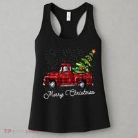 Red Buffalo Plaid Pickup Truck With Tree Merry Christmas Women's Tank Top thumb 3