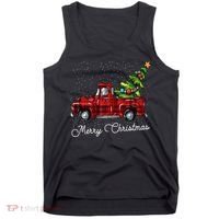 Red Buffalo Plaid Pickup Truck With Tree Merry Christmas Tank Top thumb 0