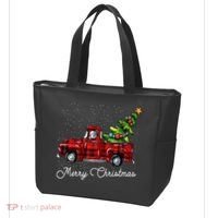 Red Buffalo Plaid Pickup Truck With Tree Merry Christmas Tote Bag thumb 3