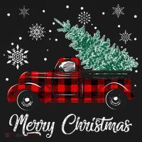 Red Buffalo Plaid Pickup Truck with Tree Merry Christmas Apron thumb 3