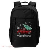 Red Buffalo Plaid Pickup Truck with Tree Merry Christmas Backpack thumb 0
