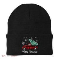 Red Buffalo Plaid Pickup Truck with Tree Merry Christmas Beanie thumb 0