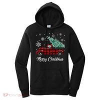 Red Buffalo Plaid Pickup Truck with Tree Merry Christmas Women's Hoodie thumb 0