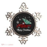 Red Buffalo Plaid Pickup Truck with Tree Merry Christmas Ornament thumb 0