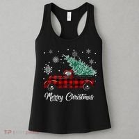Red Buffalo Plaid Pickup Truck with Tree Merry Christmas Women's Tank Top thumb 3