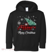 Red Buffalo Plaid Pickup Truck with Tree Merry Christmas Toddler Hoodie thumb 0