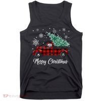 Red Buffalo Plaid Pickup Truck with Tree Merry Christmas Tank Top thumb 0